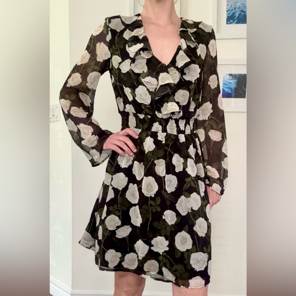 INC International Concepts Black Wrap Sundress with Bishop Sleeves
